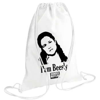 The office Pam Beesly, Τσάντα πλάτης πουγκί GYMBAG λευκή (28x40cm)