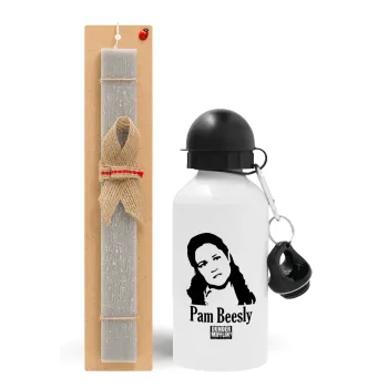 The office Pam Beesly, Easter Set, metallic aluminum water bottle (500ml) & aromatic flat Easter candle (30cm) (GRAY)