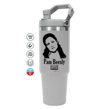 The office Pam Beesly, ΓΚΡΙ χρώματος Θερμός Ανοξείδωτο 890ml (30oz) με χερούλι
