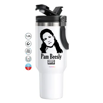 The office Pam Beesly, Mega Stainless steel Tumbler with lid, double wall 1,2L