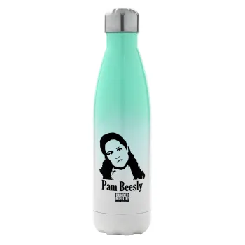 The office Pam Beesly, Metal mug thermos Green/White (Stainless steel), double wall, 500ml