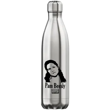 The office Pam Beesly, Μεταλλικό παγούρι θερμός Inox (Stainless steel), διπλού τοιχώματος, 750ml