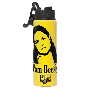 The office Pam Beesly, Μεταλλικό παγούρι νερού με καπάκι ασφαλείας, αλουμινίου 850ml