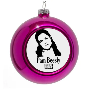 The office Pam Beesly, Purple Christmas tree ornament bauble 8cm