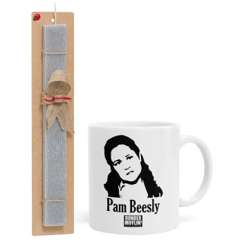 The office Pam Beesly, Πασχαλινή Λαμπάδα με Κούπα κεραμική (330ml) & κερί αρωματικό πλακέ (30cm) (ΓΚΡΙ)