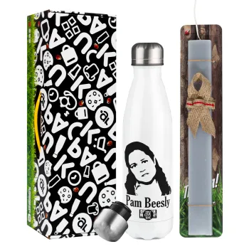 The office Pam Beesly, Easter candle, metallic white thermos bottle (500ml) & aromatic flat candle (30cm) (GRAY)