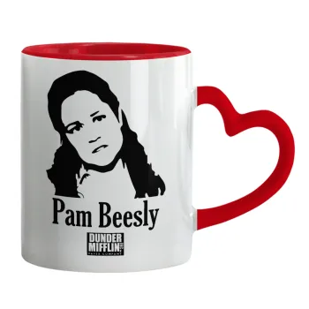 The office Pam Beesly, Mug heart red handle, ceramic, 330ml