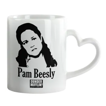 The office Pam Beesly, Κούπα καρδιά χερούλι λευκή, κεραμική, 330ml