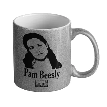 The office Pam Beesly, Κούπα Ασημένια Glitter που γυαλίζει, κεραμική, 330ml
