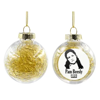 The office Pam Beesly, Transparent Christmas tree ball ornament with gold filling 8cm