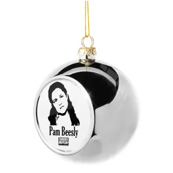 The office Pam Beesly, Silver 8cm Christmas tree ball ornament