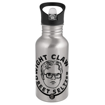 The office Dwight Claw (beet seltzer), Water bottle Silver with straw, stainless steel 500ml
