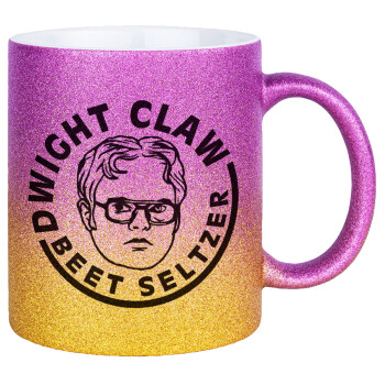 The office Dwight Claw (beet seltzer), Κούπα Χρυσή/Ροζ Glitter, κεραμική, 330ml