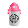 The office Dwight Claw (beet seltzer), Ροζ παιδικό παγούρι πλαστικό (BPA-FREE) με καπάκι ασφαλείας, κορδόνι και καλαμάκι, 400ml