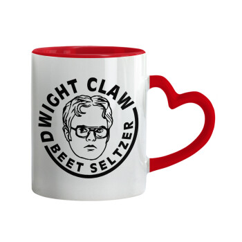 The office Dwight Claw (beet seltzer), Mug heart red handle, ceramic, 330ml