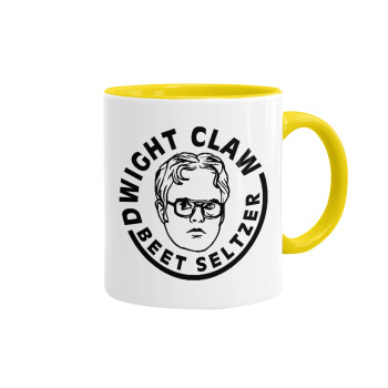 The office Dwight Claw (beet seltzer), Κούπα χρωματιστή κίτρινη, κεραμική, 330ml