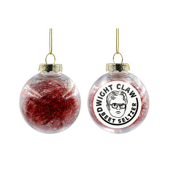 The office Dwight Claw (beet seltzer), Χριστουγεννιάτικη μπάλα δένδρου διάφανη με κόκκινο γέμισμα 8cm
