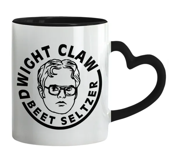 The office Dwight Claw (beet seltzer) — Mug heart black handle, ceramic, 330ml