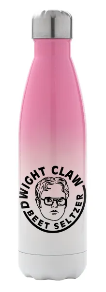 The office Dwight Claw (beet seltzer) — Metal mug thermos Pink/White (Stainless steel), double wall, 500ml