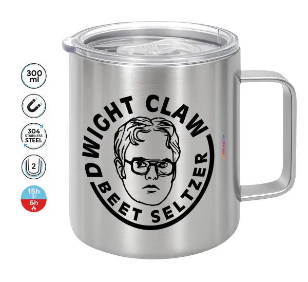 The office Dwight Claw (beet seltzer) — Double-walled stainless steel mug 300ml with temperature-retaining lid