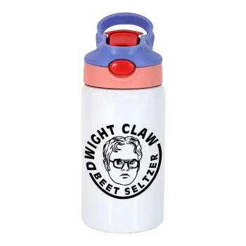 The office Dwight Claw (beet seltzer), Children's hot water bottle, stainless steel, with safety straw, pink/purple (350ml)