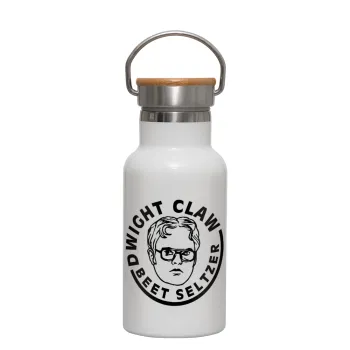 The office Dwight Claw (beet seltzer), Metallic thermos (Stainless steel) White with wooden lid (bamboo), double-walled, 350ml