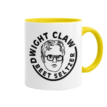 The office Dwight Claw (beet seltzer), Κούπα χρωματιστή κίτρινη, κεραμική, 330ml