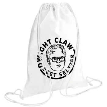 The office Dwight Claw (beet seltzer), Τσάντα πλάτης πουγκί GYMBAG λευκή (28x40cm)