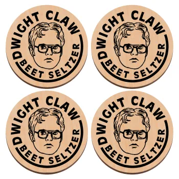The office Dwight Claw (beet seltzer), ΣΕΤ x4 Σουβέρ ξύλινα στρογγυλά plywood (9cm)