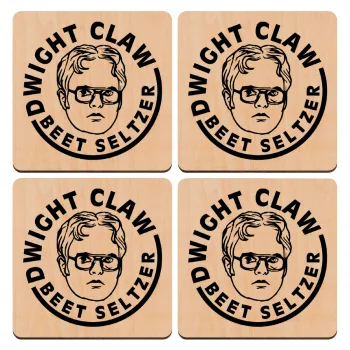 The office Dwight Claw (beet seltzer), ΣΕΤ x4 Σουβέρ ξύλινα τετράγωνα plywood (9cm)