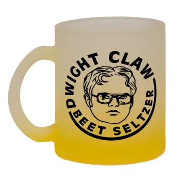 The office Dwight Claw (beet seltzer), Κούπα γυάλινη δίχρωμη με βάση το κίτρινο ματ, 330ml