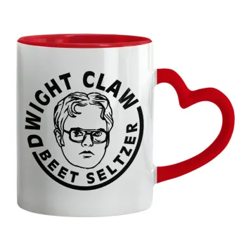 The office Dwight Claw (beet seltzer), Mug heart red handle, ceramic, 330ml