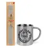 Easter Set, metallic thermal cup (300ml) & Easter aromatic flat candle (30cm) (GRAY)