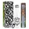 Easter candle, metallic white thermos bottle (500ml) & aromatic flat candle (30cm) (GRAY)