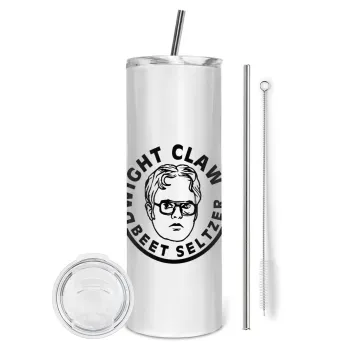 The office Dwight Claw (beet seltzer), Tumbler ποτήρι θερμό από ανοξείδωτο ατσάλι 600ml, με μεταλλικό καλαμάκι & βούρτσα καθαρισμού