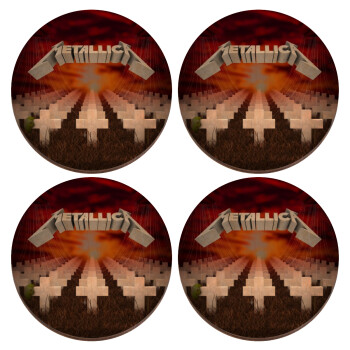 Metallica  master of puppets cover, ΣΕΤ x4 Σουβέρ ξύλινα στρογγυλά plywood (9cm)