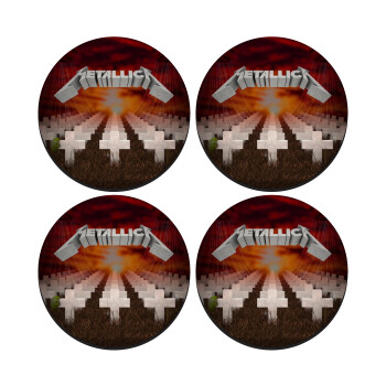 Metallica  master of puppets cover, SET of 4 round wooden coasters (9cm)