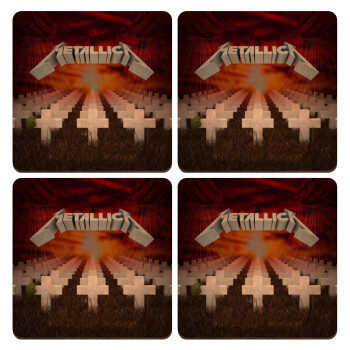 Metallica  master of puppets cover, ΣΕΤ x4 Σουβέρ ξύλινα τετράγωνα plywood (9cm)