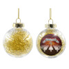 Transparent Christmas tree ball ornament with gold filling 8cm