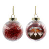 Transparent Christmas tree ball ornament with red filling 8cm