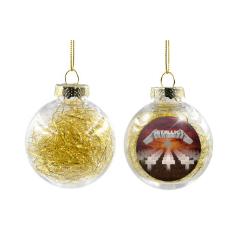 Metallica  master of puppets cover, Transparent Christmas tree ball ornament with gold filling 8cm