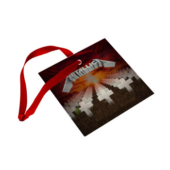Metallica  master of puppets cover, Christmas ornament, glass square ornament 9x9cm