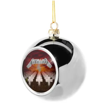 Metallica  master of puppets cover, Silver 8cm Christmas tree ball ornament