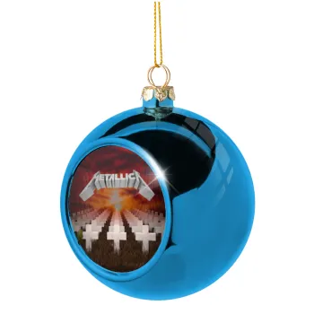 Metallica  master of puppets cover, Blue Christmas tree ball ornament 8cm