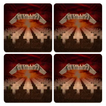 Metallica  master of puppets cover, ΣΕΤ x4 Σουβέρ ξύλινα τετράγωνα plywood (9cm)