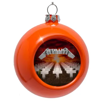 Metallica  master of puppets cover, Orange Christmas tree ornament bauble 8cm