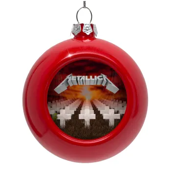 Metallica  master of puppets cover, Red Christmas tree ornament bauble 8cm