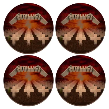 Metallica  master of puppets cover, ΣΕΤ x4 Σουβέρ ξύλινα στρογγυλά plywood (9cm)