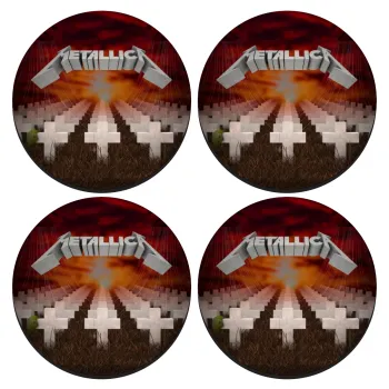 Metallica  master of puppets cover, SET of 4 round wooden coasters (9cm)