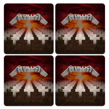 Metallica  master of puppets cover, ΣΕΤ 4 Σουβέρ ξύλινα τετράγωνα (9cm)